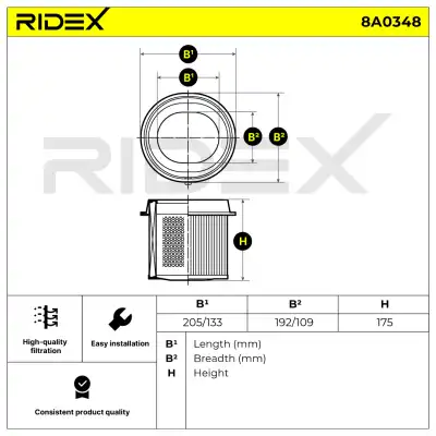 Воздушный фильтр 8A0348 RIDEX