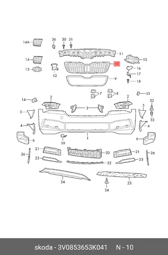 Решётка чёрный 3V0853653K 041 VAG