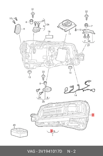 3V1941017D HEADLIGHT VAG