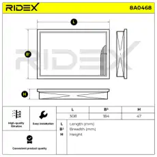 Воздушный фильтр 8A0468 RIDEX