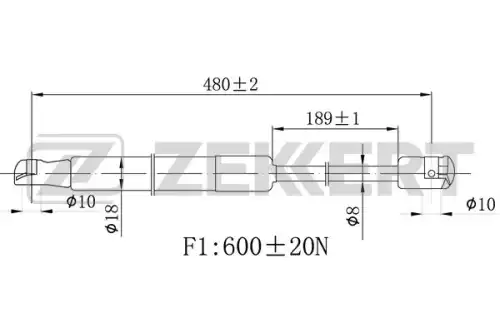 Амортизатор (упор) багажника ZEKKERT GF-2480