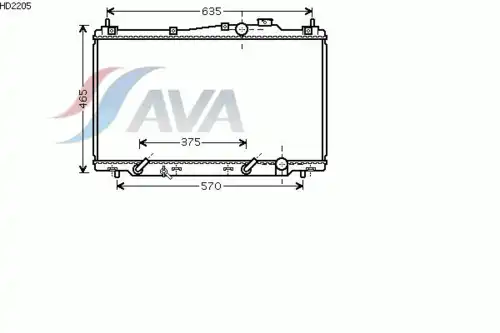 Радиатор системы охлаждения двигателя AVA HD2205
