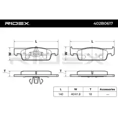 Тормозные колодки 402B0617 RIDEX