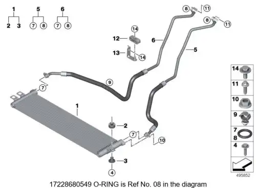 Кольцо уплотнительное автомобильное BMW 17228680549