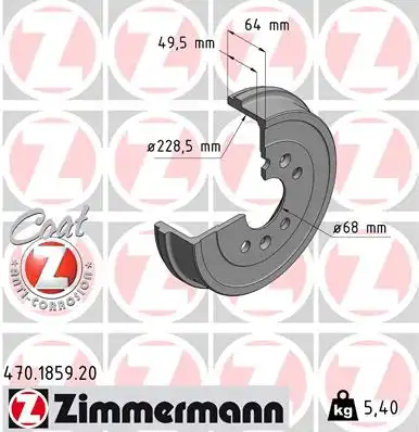 Тормозной барабан ZIMMERMANN 470.1859.20