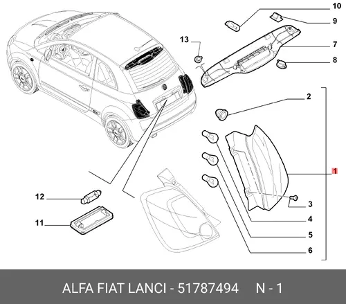 Фонарь задн.лев.хром. 51787494 ALFA ROMEO