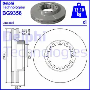 Тормозной диск DELPHI BG9356 вентилируемый , задняя ось
