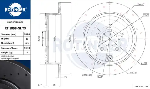 Тормозной диск ROTINGER RT 1898-GL T3