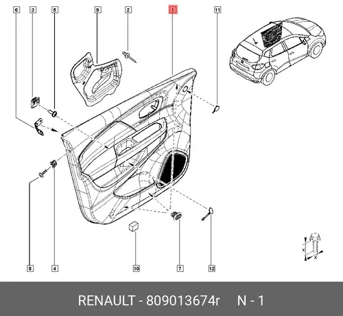 ОБЛИЦОВКА ДВЕРИ ПЕР 809013674R RENAULT