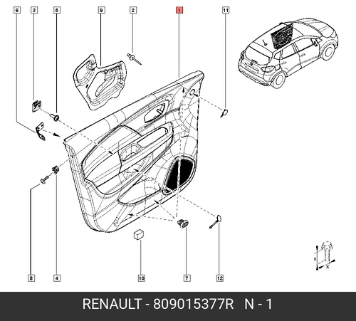 ОБЛИЦОВКА ДВЕРИ ПЕР 809015377R RENAULT