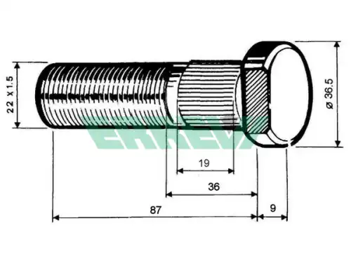болт колеса ! L=86 M22x1,5\ROR 729377 ERREVI