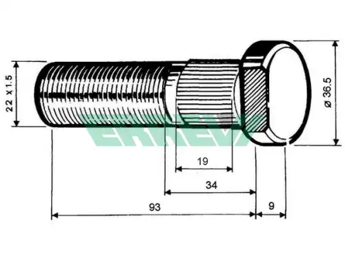 болт колеса ! L=92 M22x1,5\ROR 729378 ERREVI