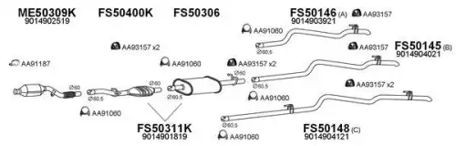 Система выпуска ОГ FS500127 FAURECIA