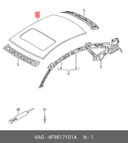 Крыша 4F9817101A VAG