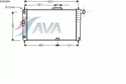 Радиатор системы охлаждения двигателя AVA DWA2004