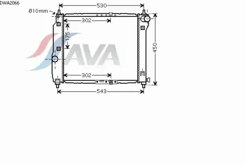 Радиатор системы охлаждения двигателя AVA DWA2066