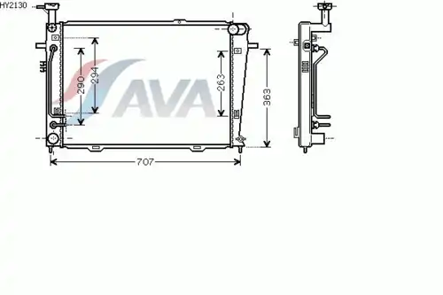 Радиатор системы охлаждения двигателя AVA HY2130
