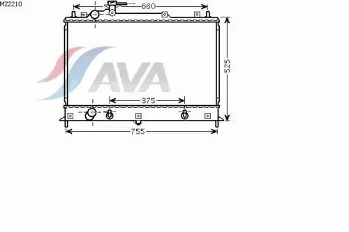 Радиатор системы охлаждения двигателя AVA MZ2210