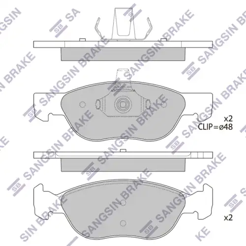 Тормозные колодки дисковые передняя ось SANGSIN SP4185