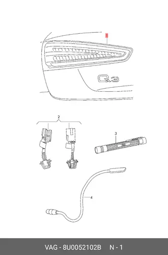 Фонарь задний VAG 8U0052102B