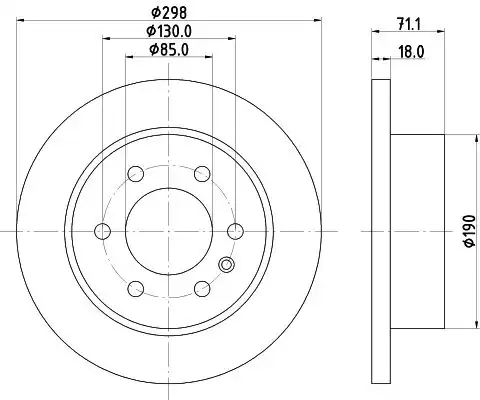 Тормозной диск HELLA 8DD 355 131-841 полный , задняя ось