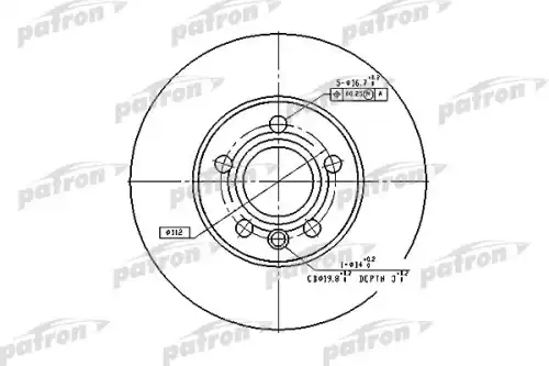 Тормозной диск PATRON PBD2776 вентилируемый , передняя ось