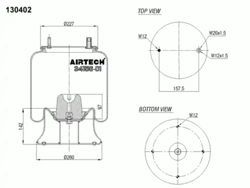 пневмоподушка со стаканом ROR 4156NP07 34156-01 K AIRTECH