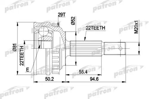 ШРУС наружный PATRON PCV1056