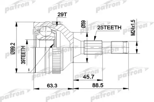 ШРУС наружный PATRON PCV1281A