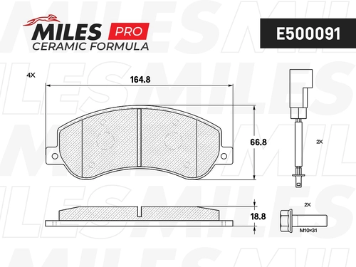 Тормозные колодки дисковые передняя ось MILES E500091