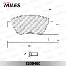 Тормозные колодки дисковые передняя ось MILES E500400