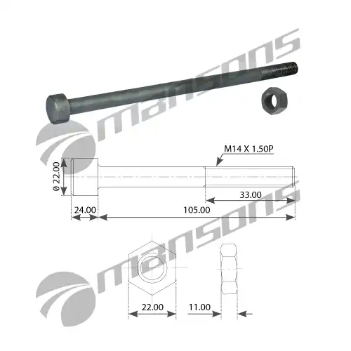 CENTER BOLT C/W NUT 700.632 MANSONS