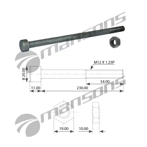 CENTER BOLT C/W NUT 700.664 MANSONS