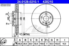 Тормозной диск ATE 24.0128-0210.1 вентилируемый передняя ось