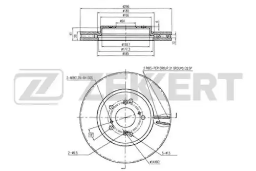 Тормозной диск ZEKKERT BS-6253