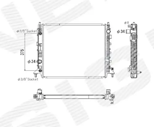 Радиатор системы охлаждения двигателя SIGNEDA RA13598Q
