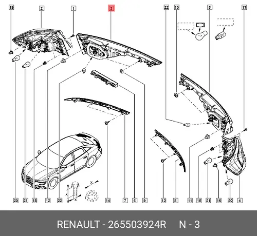 Фонарь задний RENAULT 265503924R