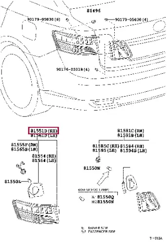 Фонарь задний TOYOTA / LEXUS 81551-05250
