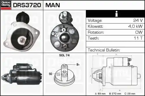 Стартер DELCO REMY DRS3720