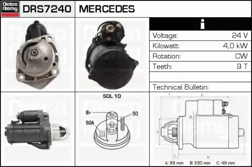 Стартер DELCO REMY DRS7240