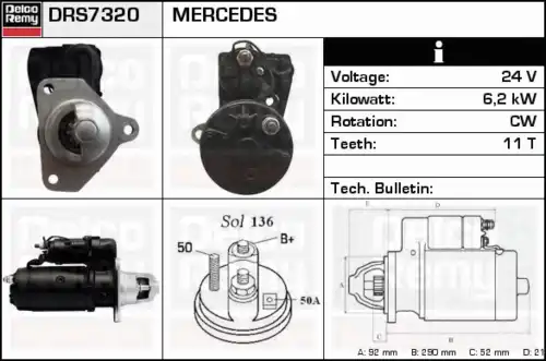 Стартер DELCO REMY DRS7320