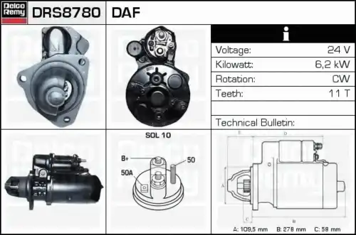 Стартер DELCO REMY DRS8780