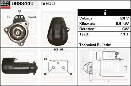 Стартер DELCO REMY DRS3440