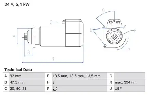 Стартер BOSCH 0 986 019 000