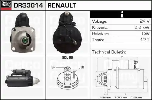 Стартер DELCO REMY DRS3814