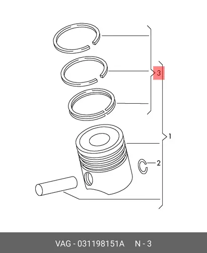кольца поршневые VW 031 198 151 A VAG
