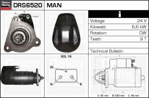 Стартер DELCO REMY DRS6520