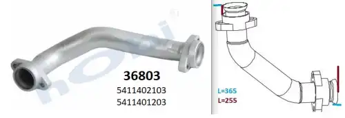ТРУБА ГЛУШИТЕЛЯ (БЕЗ ГОФРЫ)MB ACTROS ЛЕВ 36803 HOBI