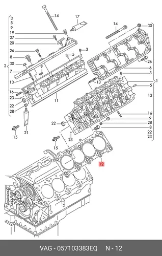 Прокладка ГБЦ VAG 057103383EQ
