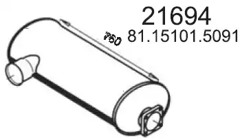 резонатор глушителя MAN 21694 HOBI